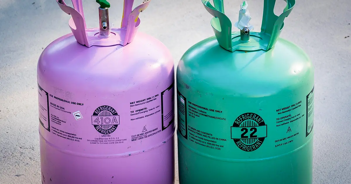 Two canisters of out-dated refrigerant that was bad for the environment.