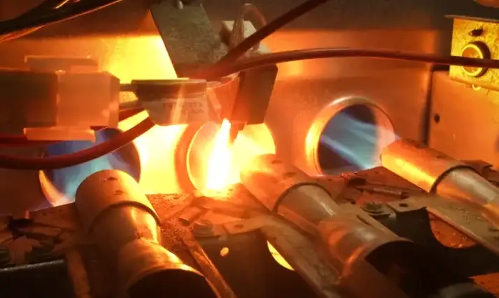 A cracked heat exchanger in your furnace could often be noticed by a orange or yellow flame.