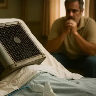 Homeowner watches helplessly as his air conditioner is on life support.