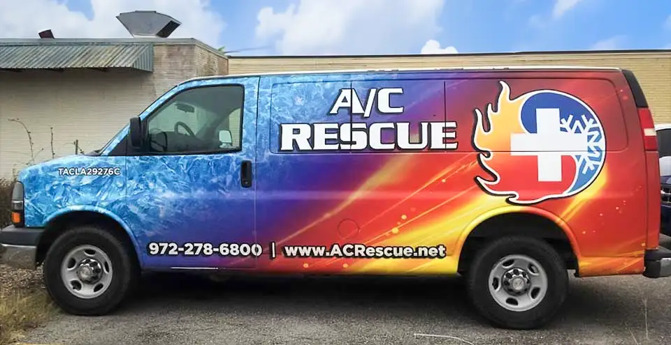 The AC Rescue repair van is ready to dispatch to your air conditioning emergency.